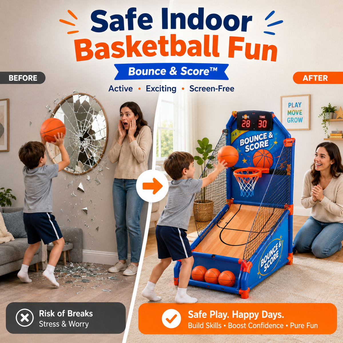 Bounce & Score™ | Kids Arcade Basketball Game Set