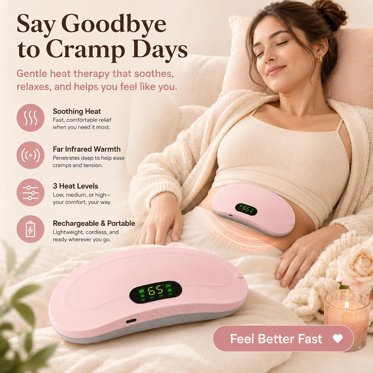 CrampEase Pro™ | Smart Heat & Massage Period Relief Belt