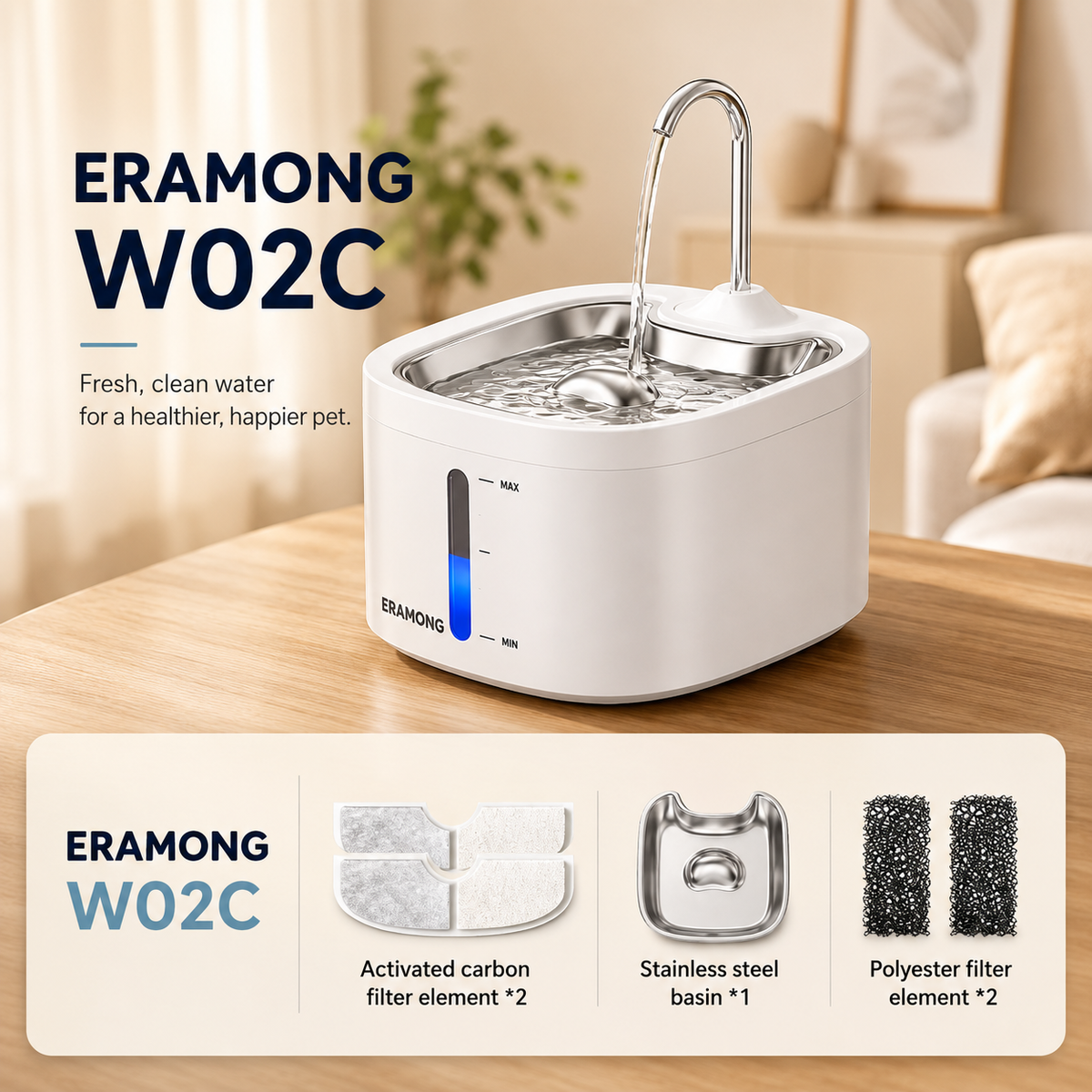 PawPure™ | Stainless Steel Pet Water Fountain
