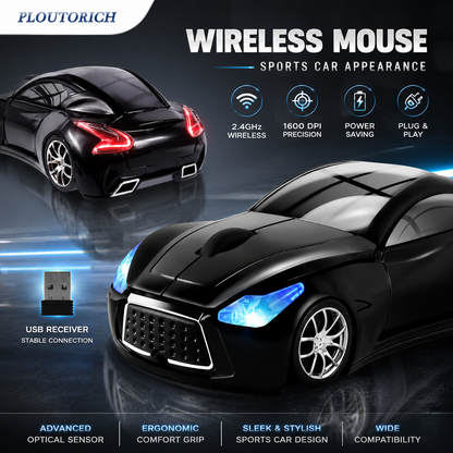 Premium Sports Car Wireless Mouse – Plug & Play USB Mouse for PC & Laptop