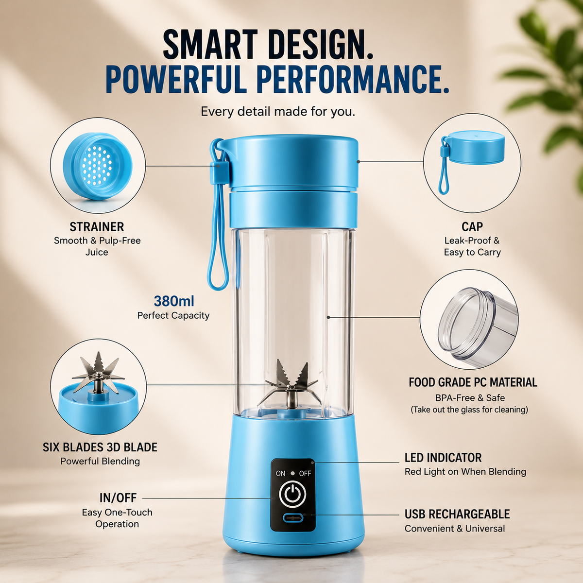SmoothSip™ Personal Smoothie Maker