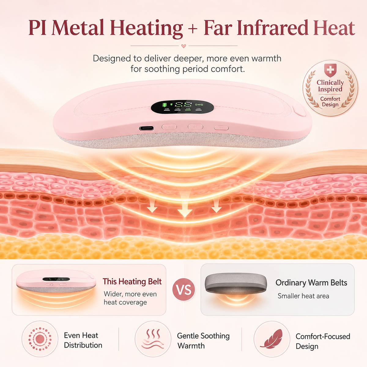 CrampEase Pro™ | Smart Heat & Massage Period Relief Belt