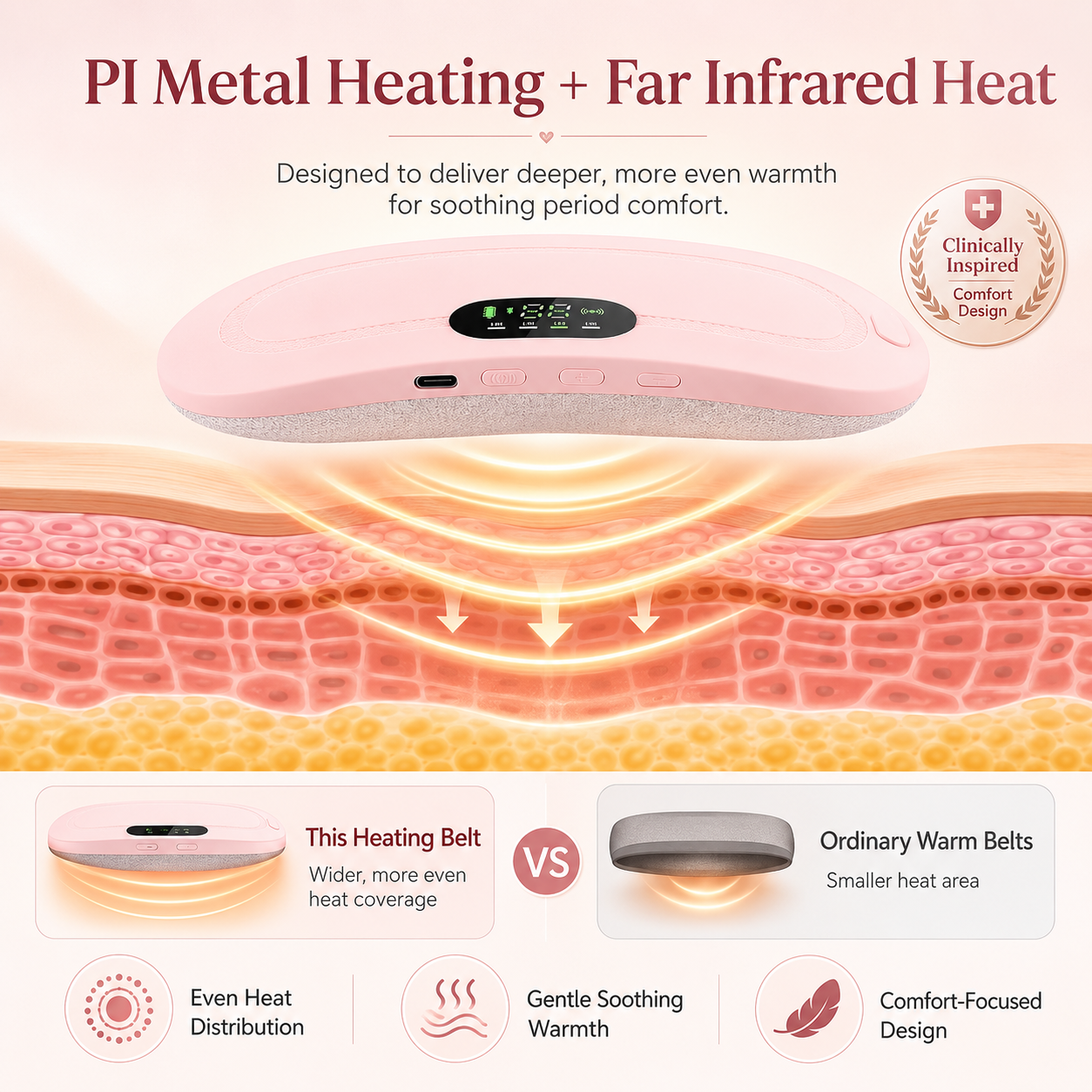 CrampEase Pro™ | Smart Heat & Massage Period Relief Belt