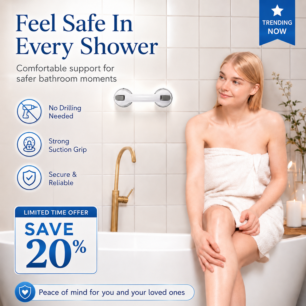 ComfortGrip™ | Bathroom Safety Support Bar